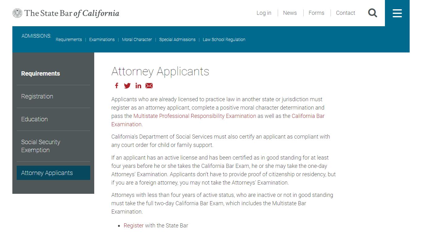 Attorney Applicants - California